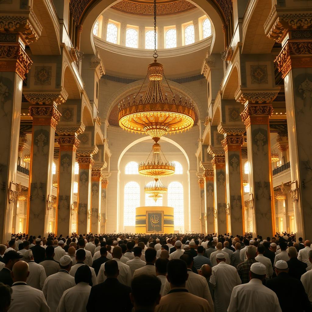 Pilgrims praying inside the mosque