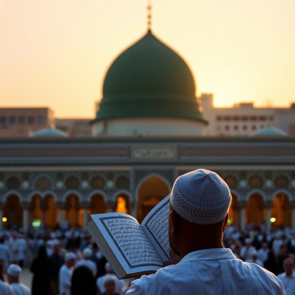 Reading Quran near Nabawi mosque